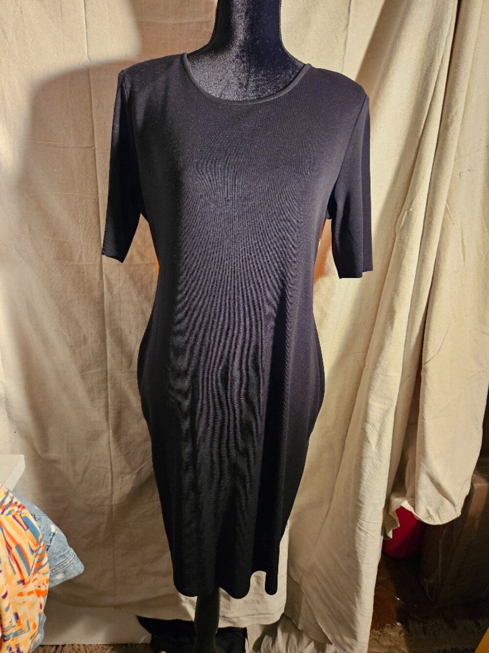 Misook Contemporary Colorblock Dress in Black, Orange & Purple Sz Medium M